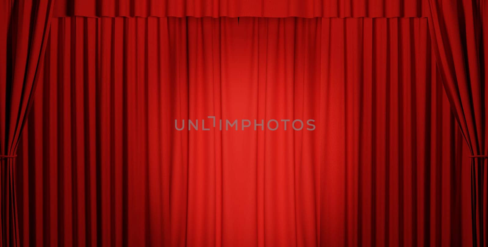 Closed red curtain using as background, presentation or entertainment concept, 3d rendering