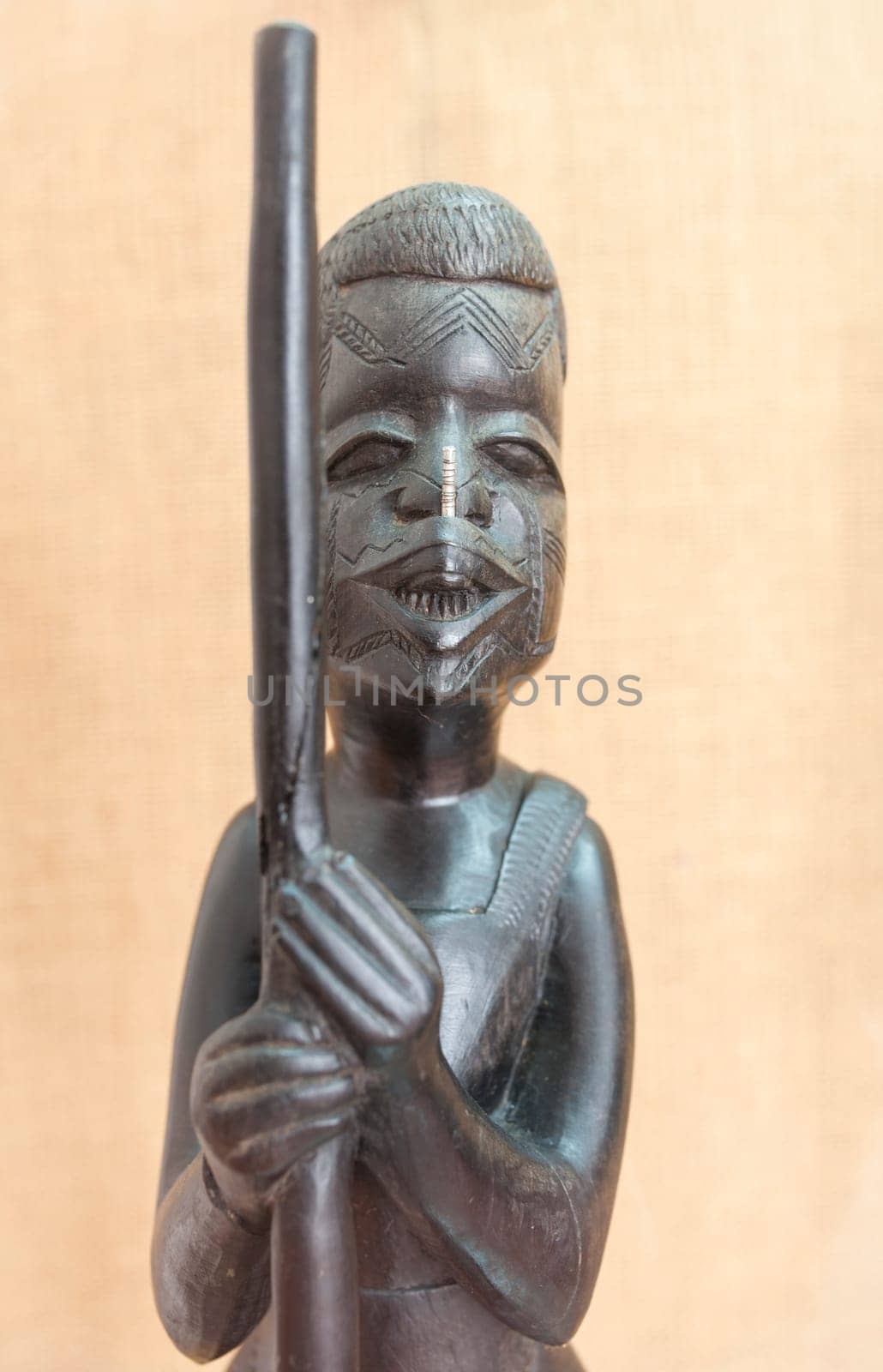 Coimbra, Portugal - Sept 7th 2019: Makonde culture figurine at african pavillion. Portugal dos Pequenitos, Coimbra