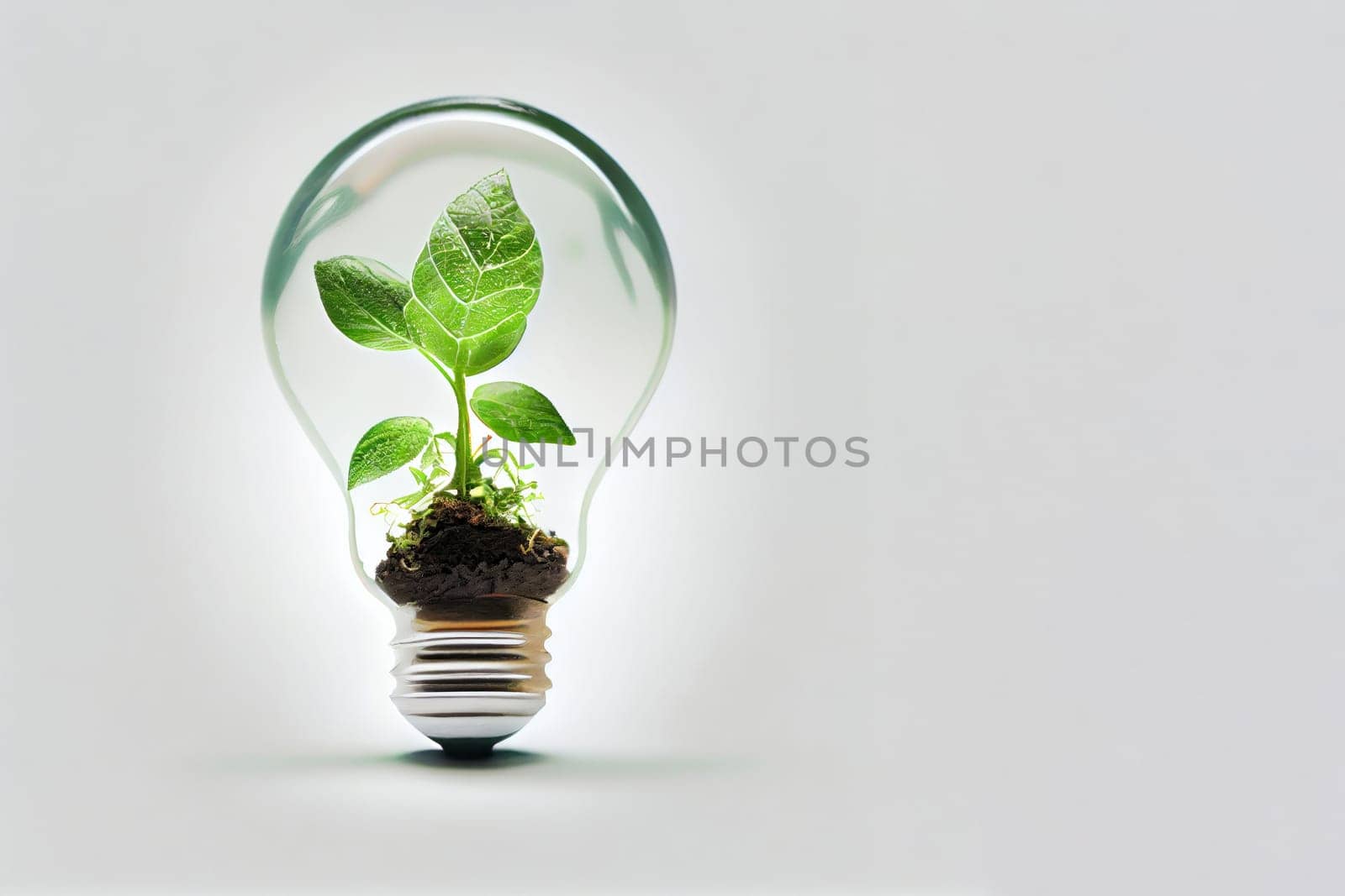 A light bulb growing into a sustainable planet signifies the creative idea of renewable energy and environment conservation for a brighter future. white background. Ai Generative