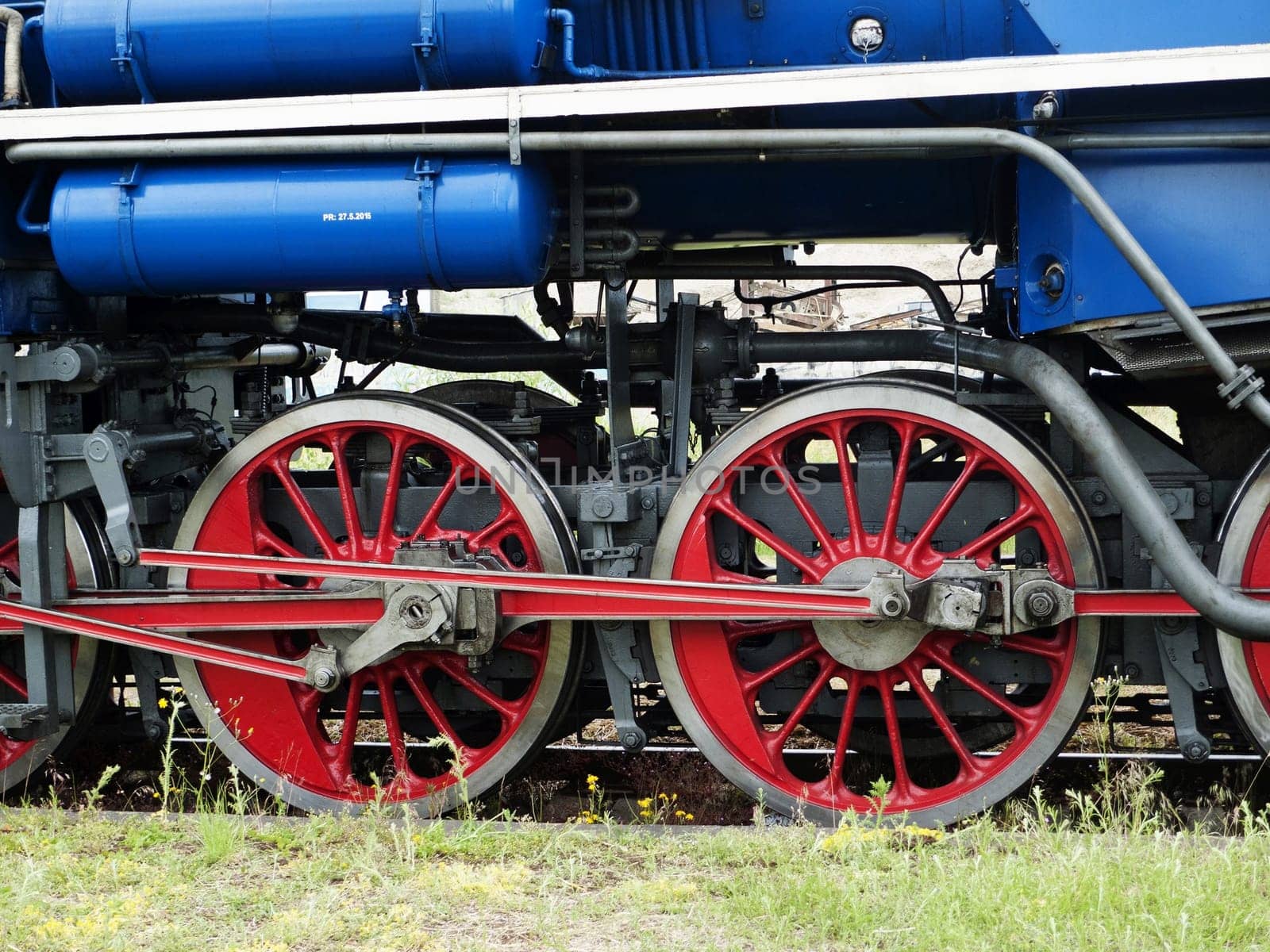 Train with vintage steam engine