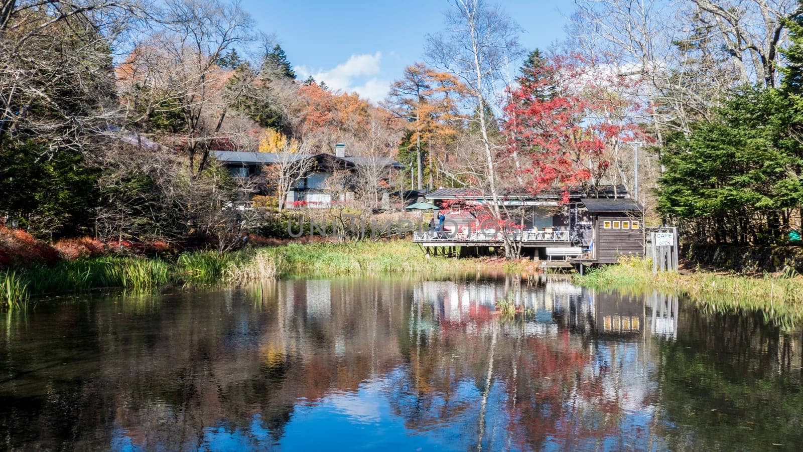 Autumn color of pond, Karuizawa, Nagano, Japan