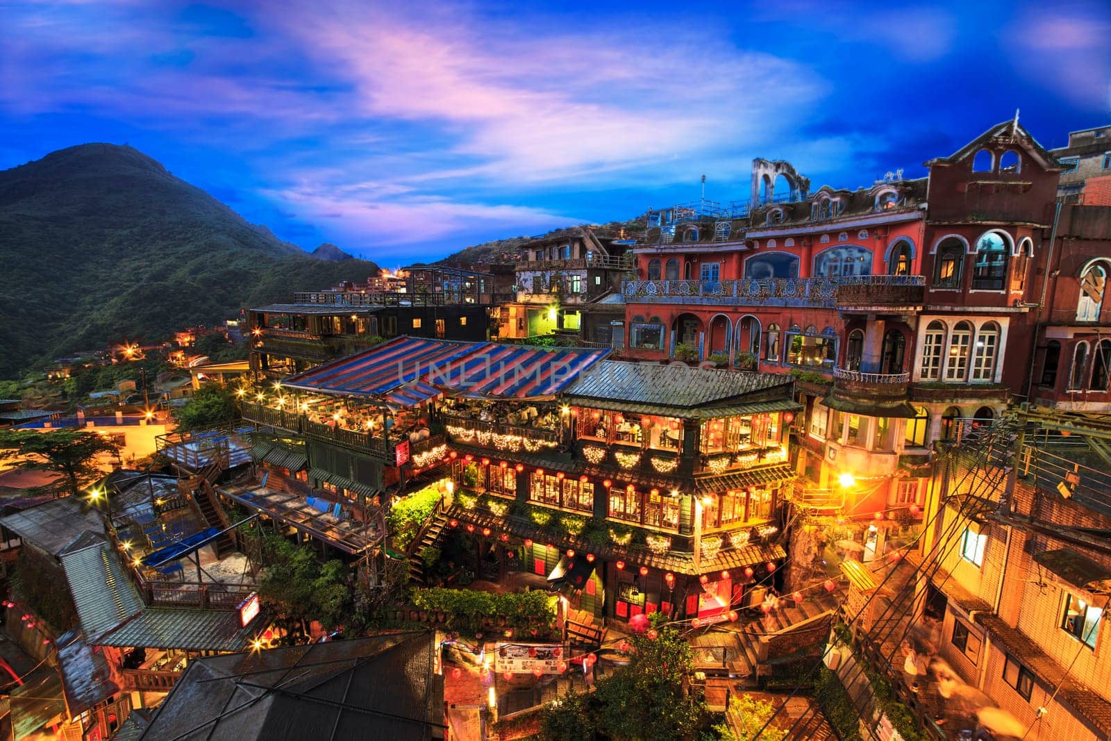 night scene of Jioufen village, Taipei, Taiwan for adv or others purpose use