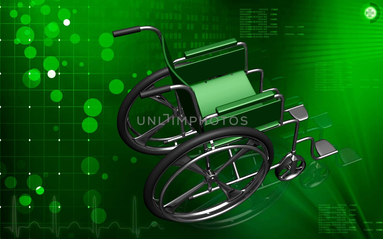 Digital Illustration of wheel chair in colour background