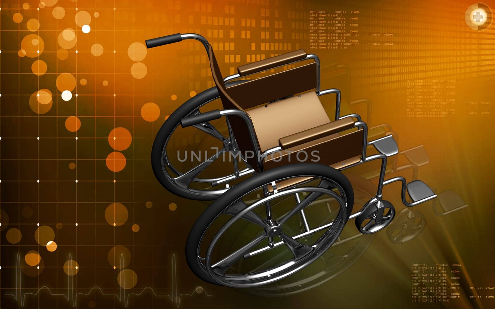 Digital Illustration of wheel chair in colour background
