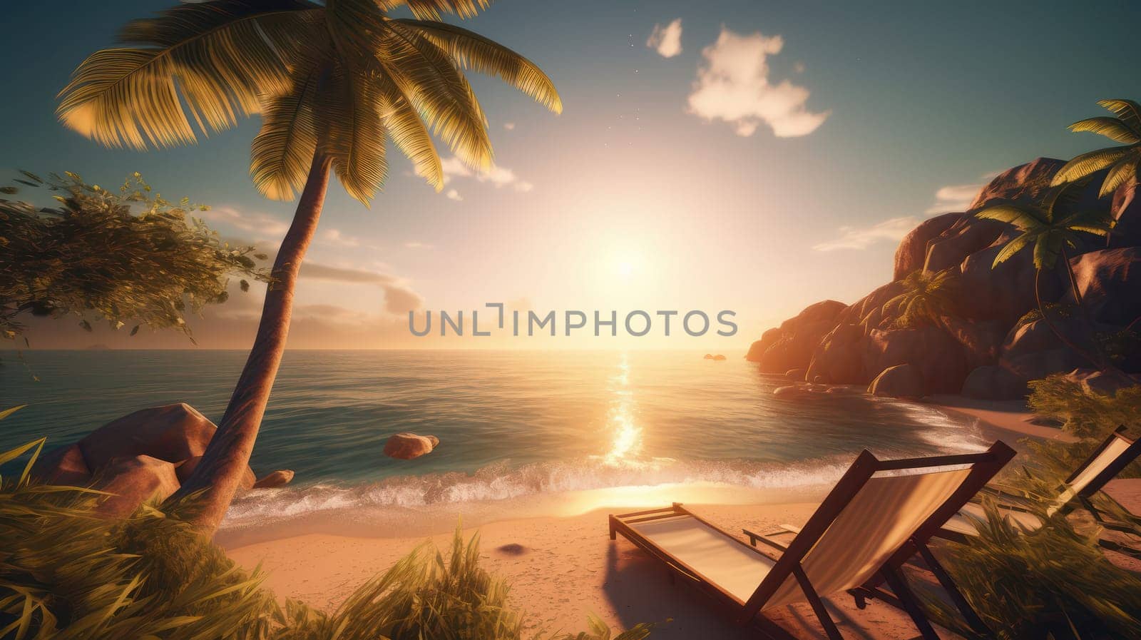 This breathtaking 8k image captures the essence of summer vacation with its vibrant colors and inviting scenery. The half-water and half-beach view provides a stunning natural background that's perfect for any vacation-related content. Shot from an aerial top-down perspective, the crystal-clear blue waters of the sea blend seamlessly into the soft, white sand of the beach, creating a truly mesmerizing image that's sure to evoke feelings of relaxation and tranquility.