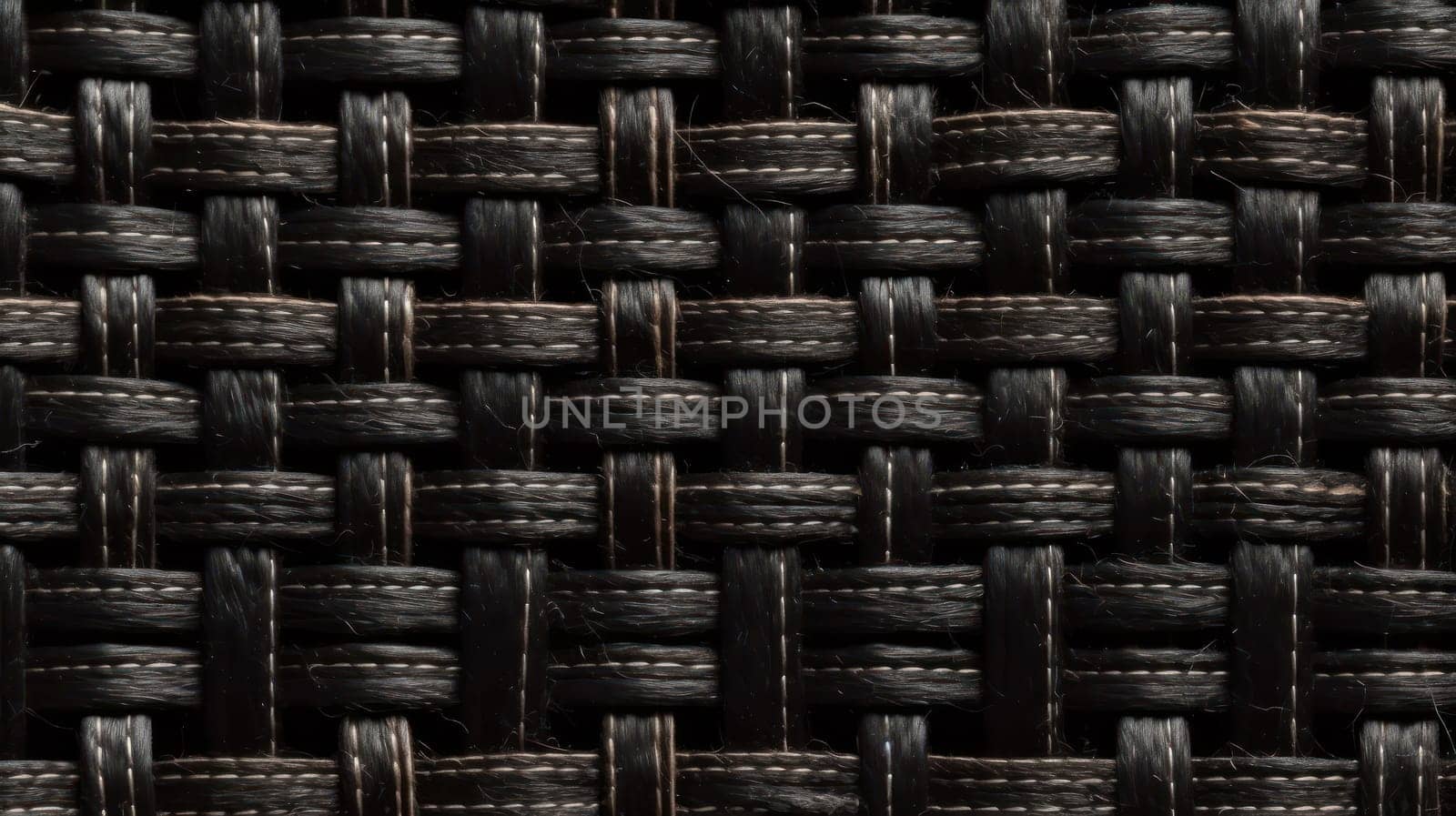This photograph captures a close-up view of the intricate texture of straw wicker on a black background. Shot from a top view in macro, the image showcases the hyper-detailed and beautifully color-graded texture of the woven straw. The depth of field and tilt blur add an element of cinematic drama to the image, highlighting the intricate details of the pattern. The photo was shot on a 70mm lens and features 32k resolution with super-resolution and megapixel capabilities.