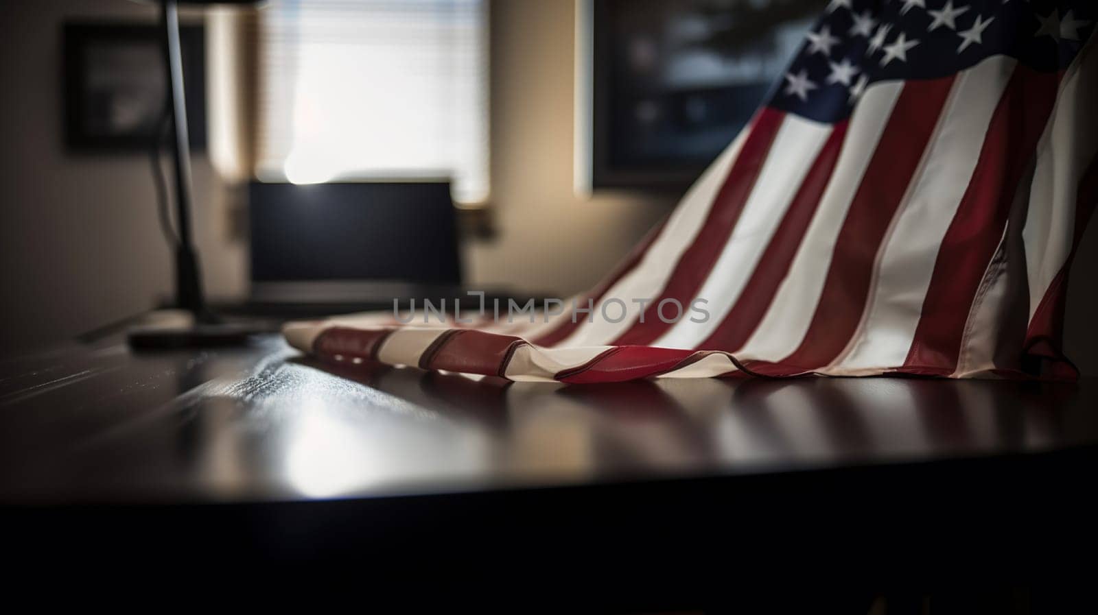 Martin Luther King Day Anniversary - American flag on abstract background, generative ai