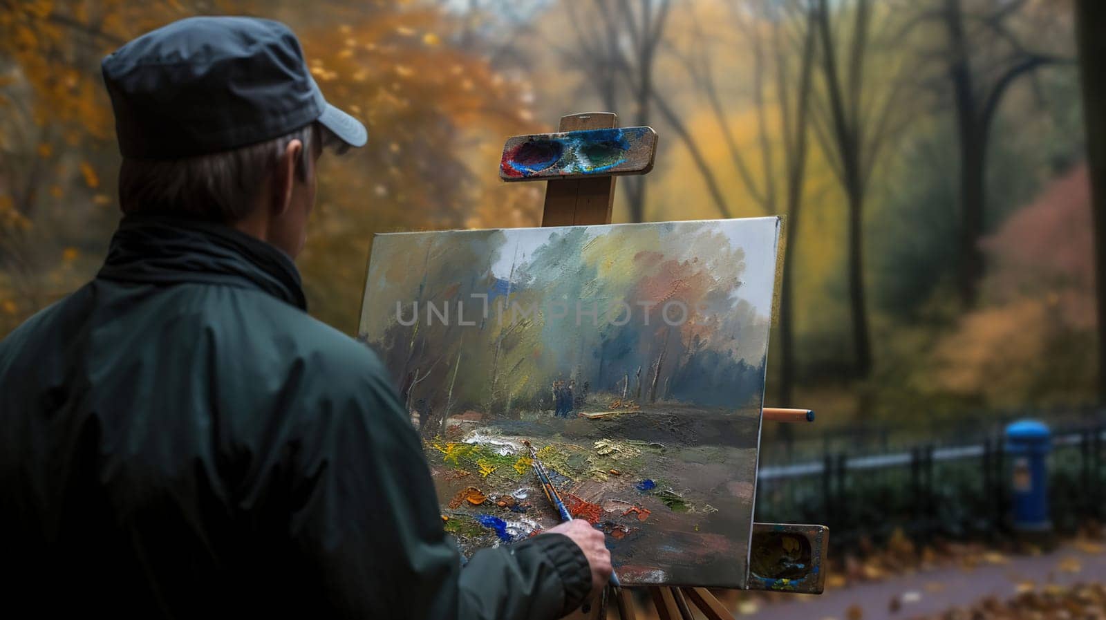 Bill Alexander style oil painting using wet on wet technique, impasto heavy brush strokes, detailed, The Mall, Central Park, Generative ai