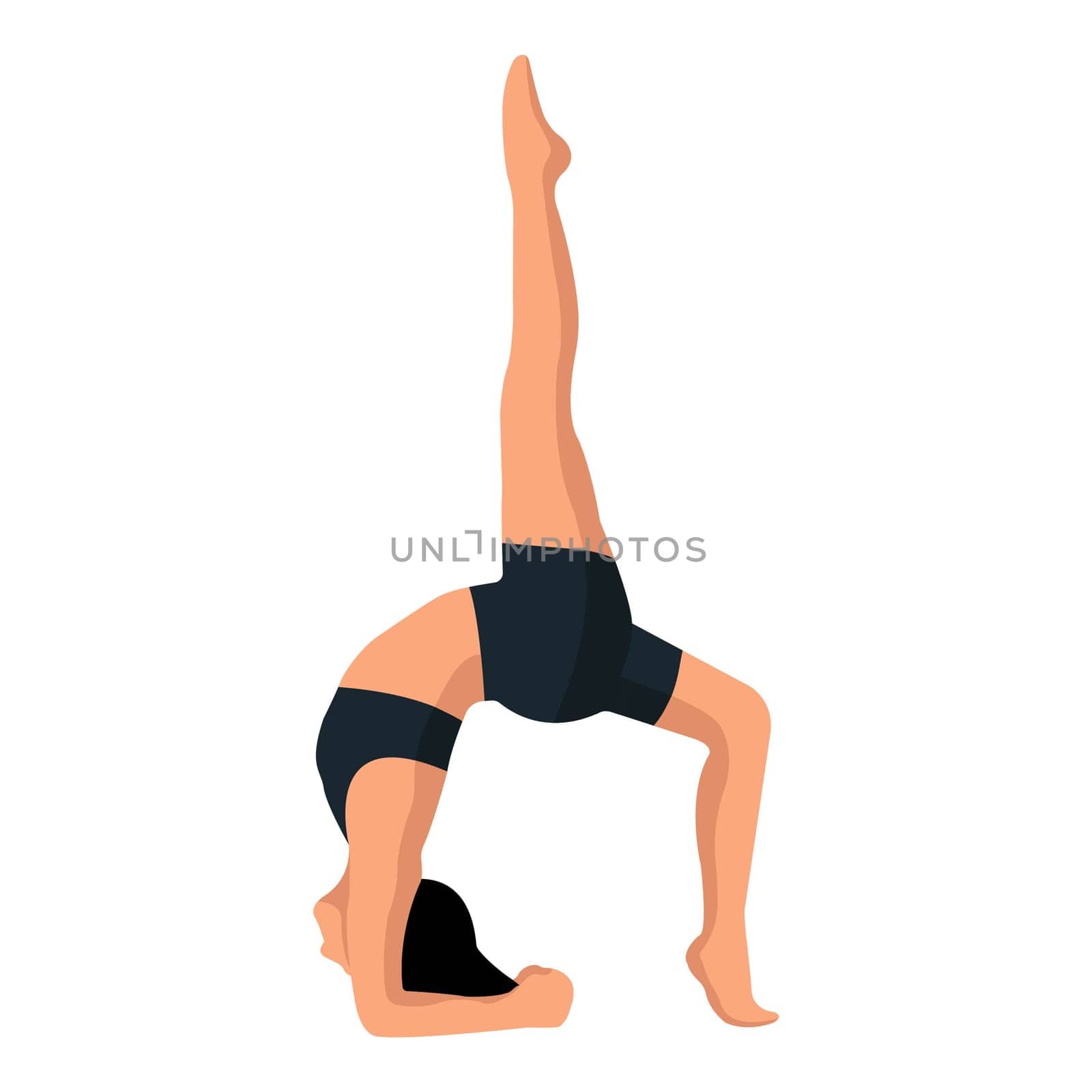 A faceless girl is doing yoga. The concept of mental health, healthy lifestyle. Isolated object on a white background. Vector image.