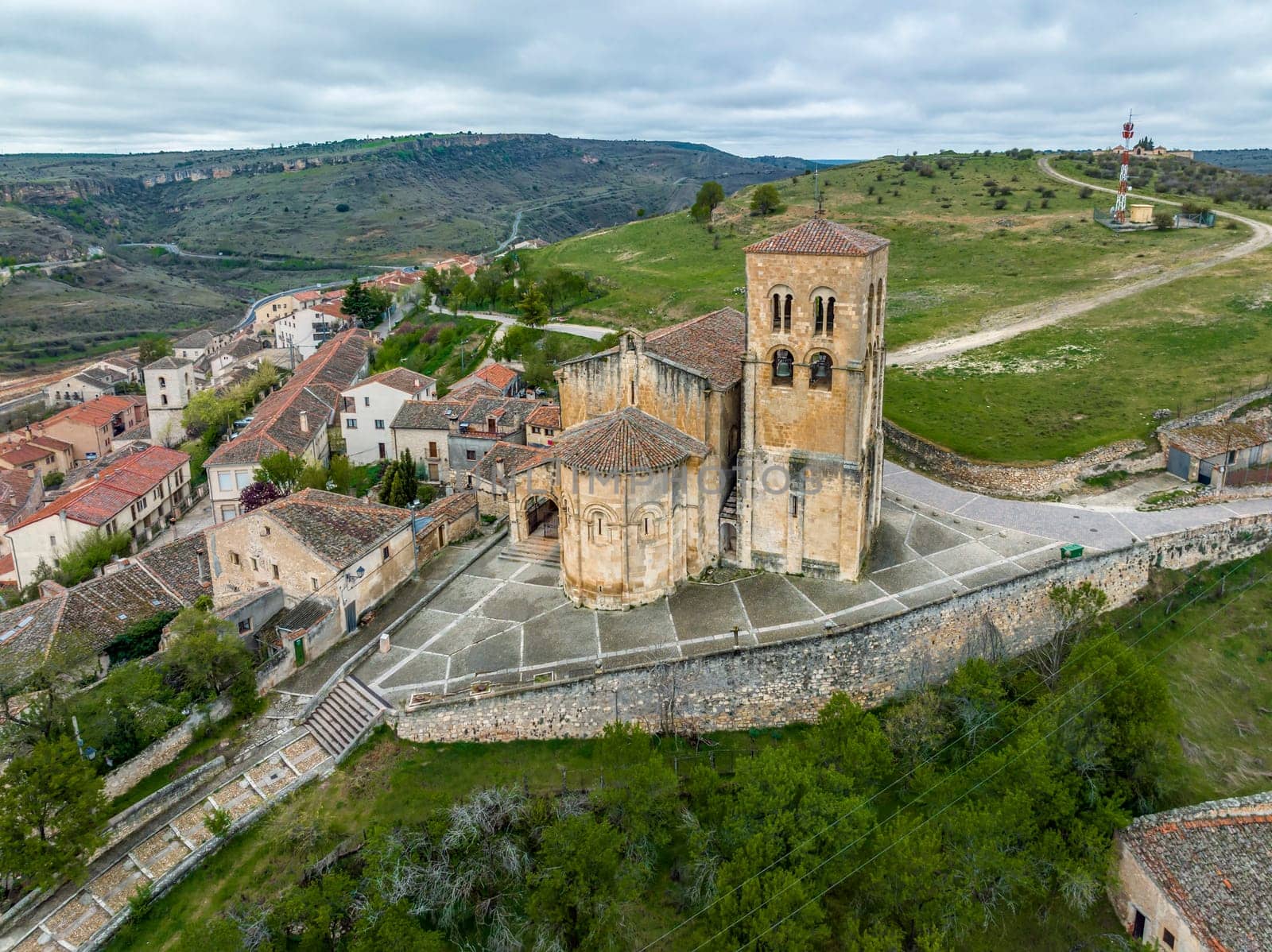 Church of El Salvador in Sepulveda, province of Segovia, view of the rear apses