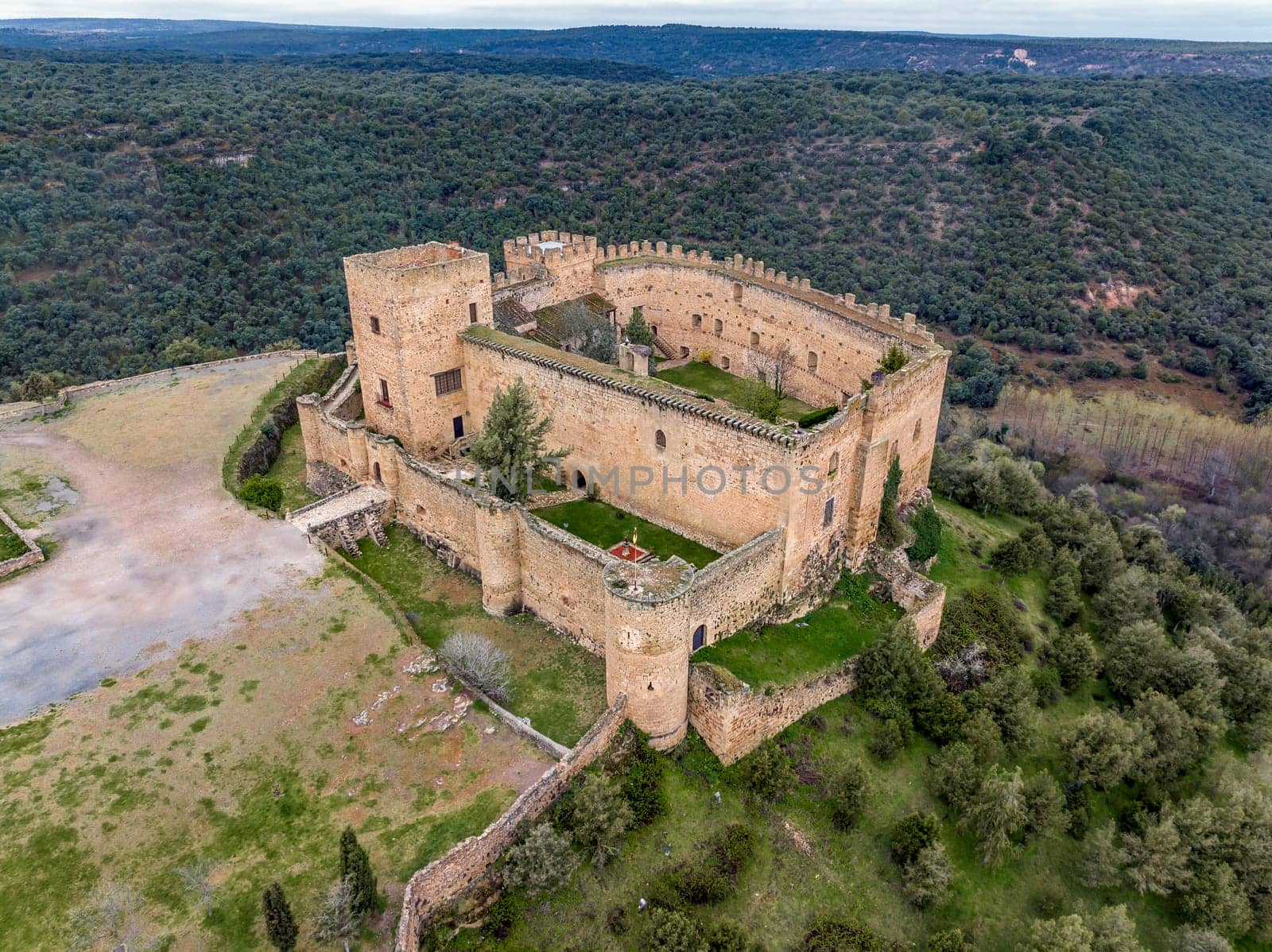 Medieval castle of Pedraza built on the esplanade of the fields of Castile, Segovia, Spain.