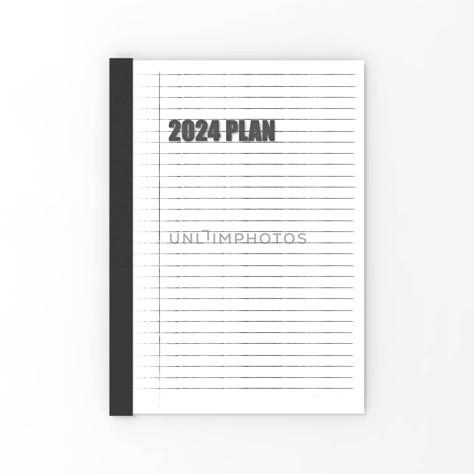 The book, plan for next year with goals 2024 on nice texture