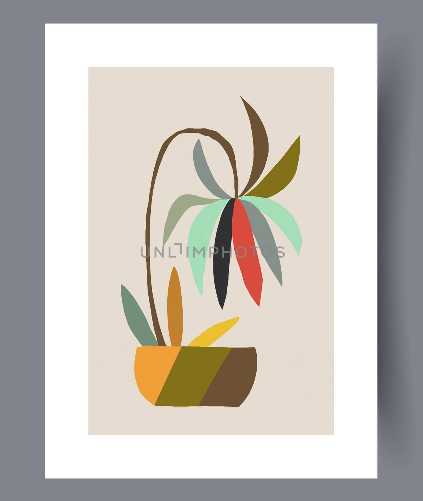 Still life flower nordic plant wall art print. Printable minimal abstract flower poster. Contemporary decorative background with plant. Wall artwork for interior design.