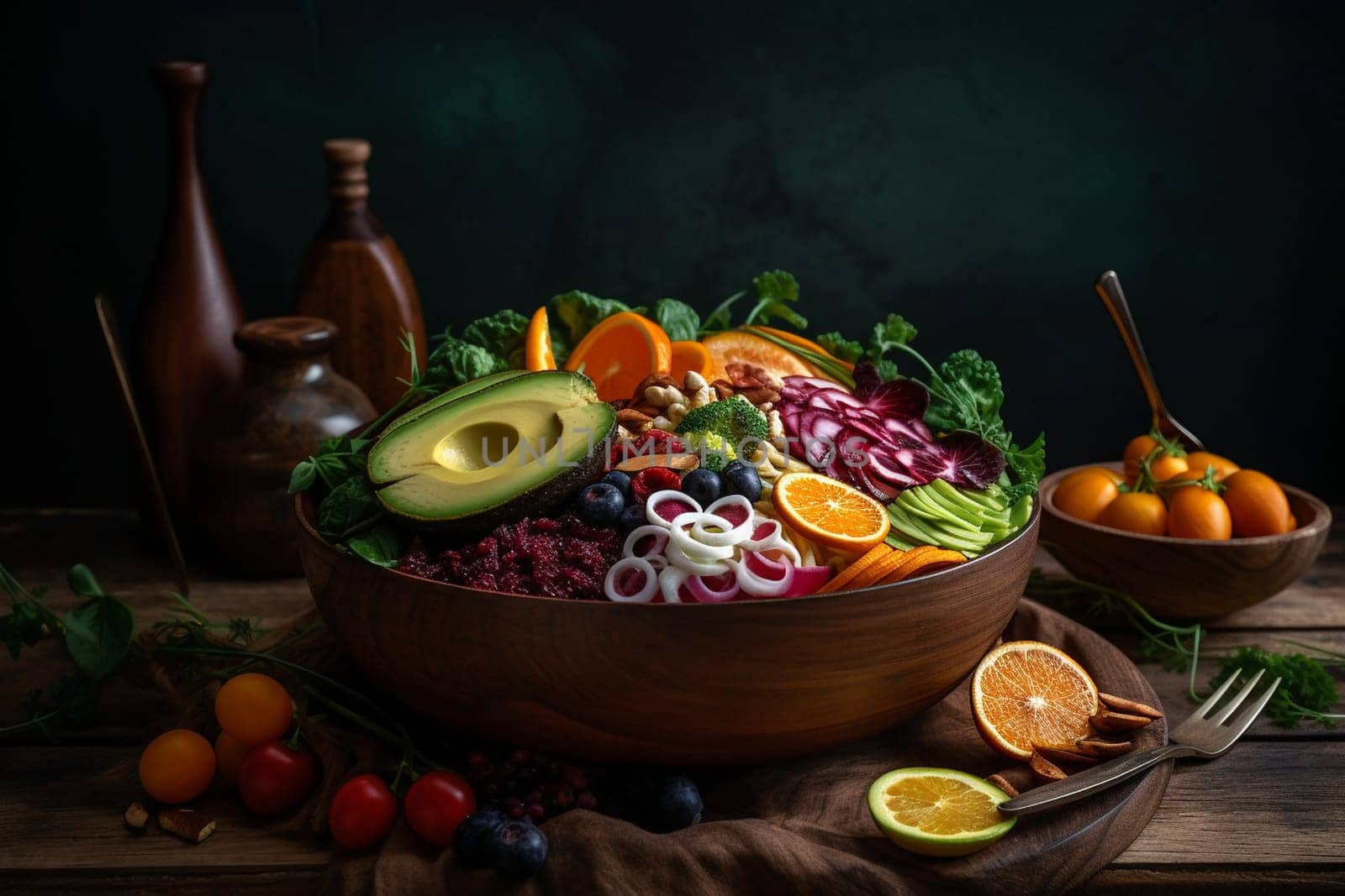 Nourish your body with this colorful and nutrient-dense bowl filled with veggies and grains (generative AI)