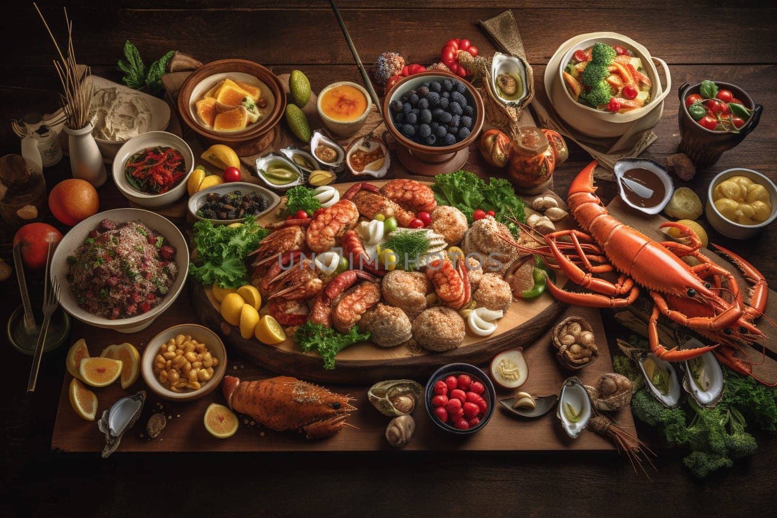 A seafood buffet feast on a luxury cruise ship (generative AI)