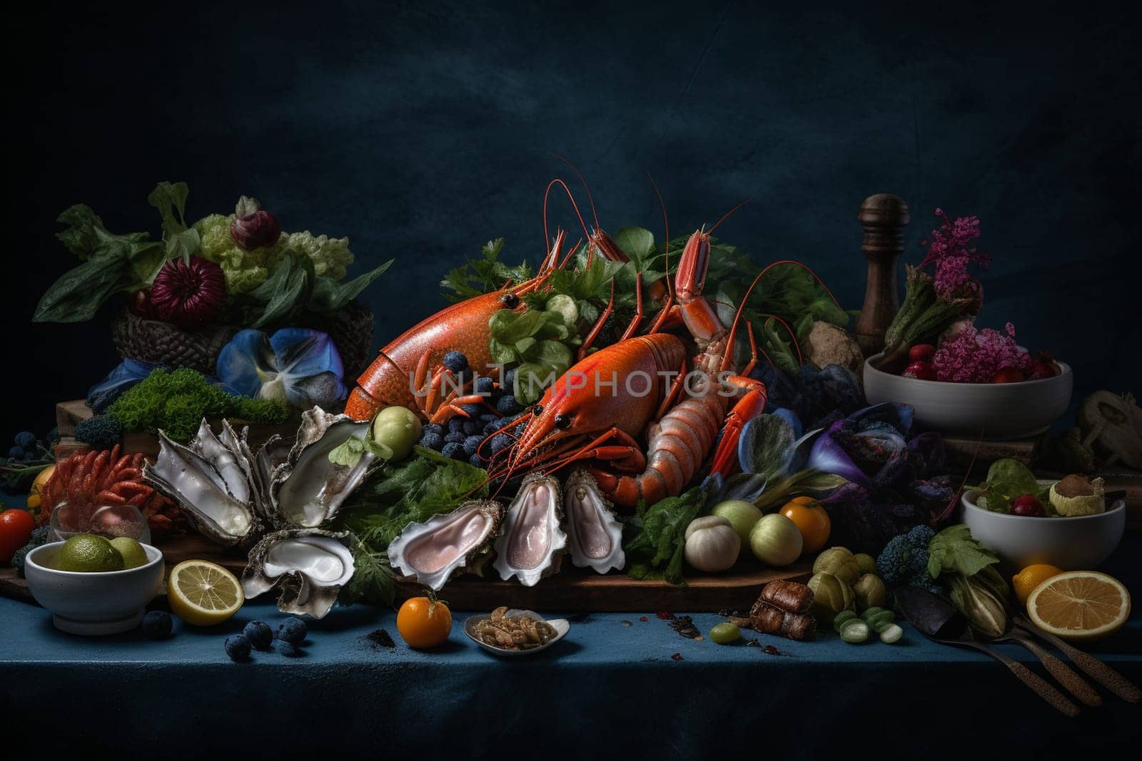 A seafood buffet feast on a luxury cruise ship (generative AI)