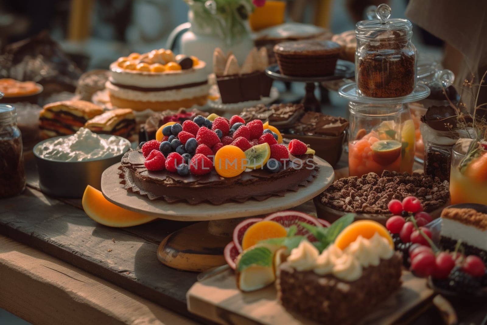 A pop-up dessert buffet at a lively music festival (generative AI)