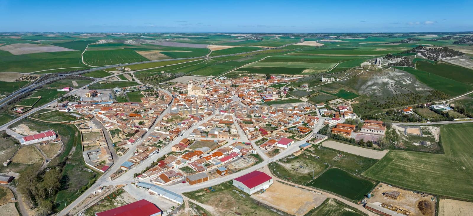 Mota del Marques in Valladolid, aerial panoramic view Spain