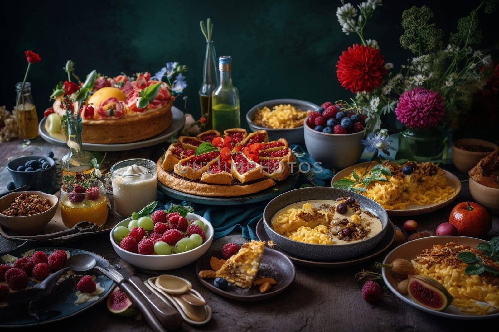A vegan buffet with plant-based options (generative AI)