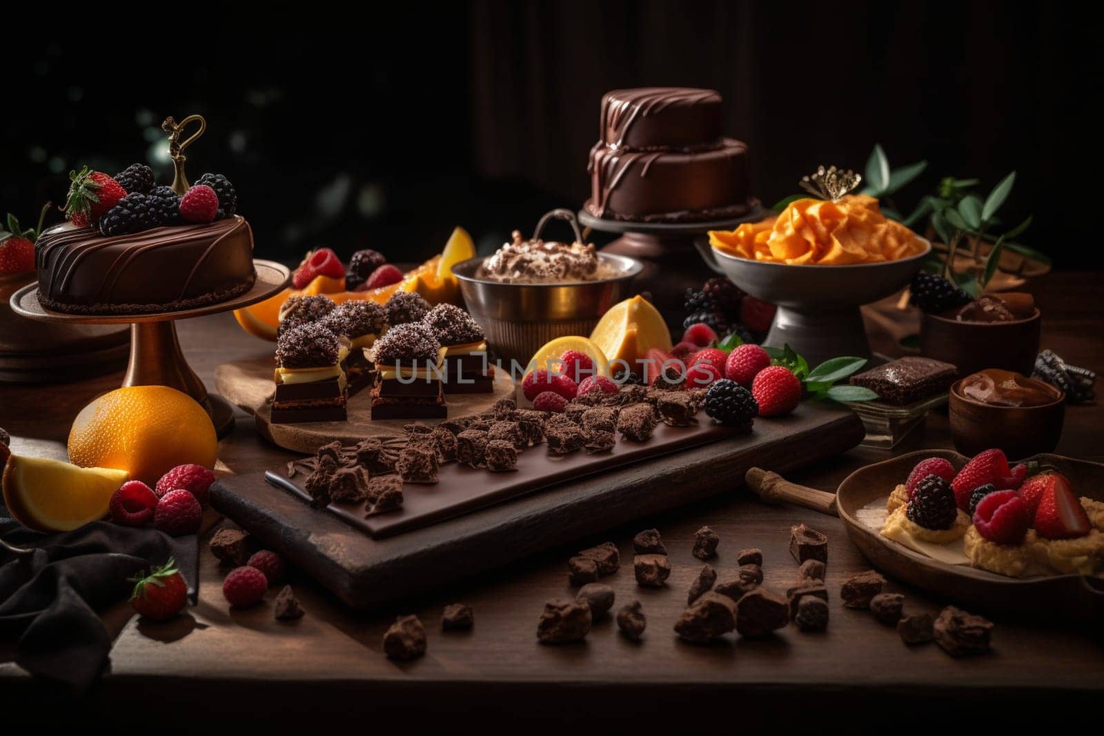 An indulgent chocolate buffet at a luxury hotel (generative AI)