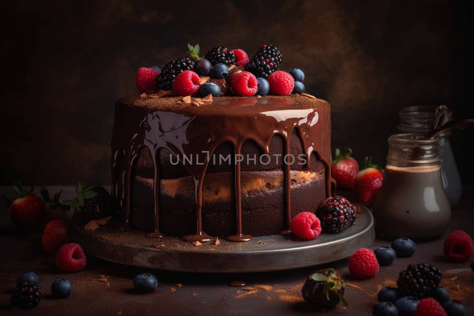 Rich and decadent chocolate cake, the perfect dessert for a celebration or special occasion (generative AI)