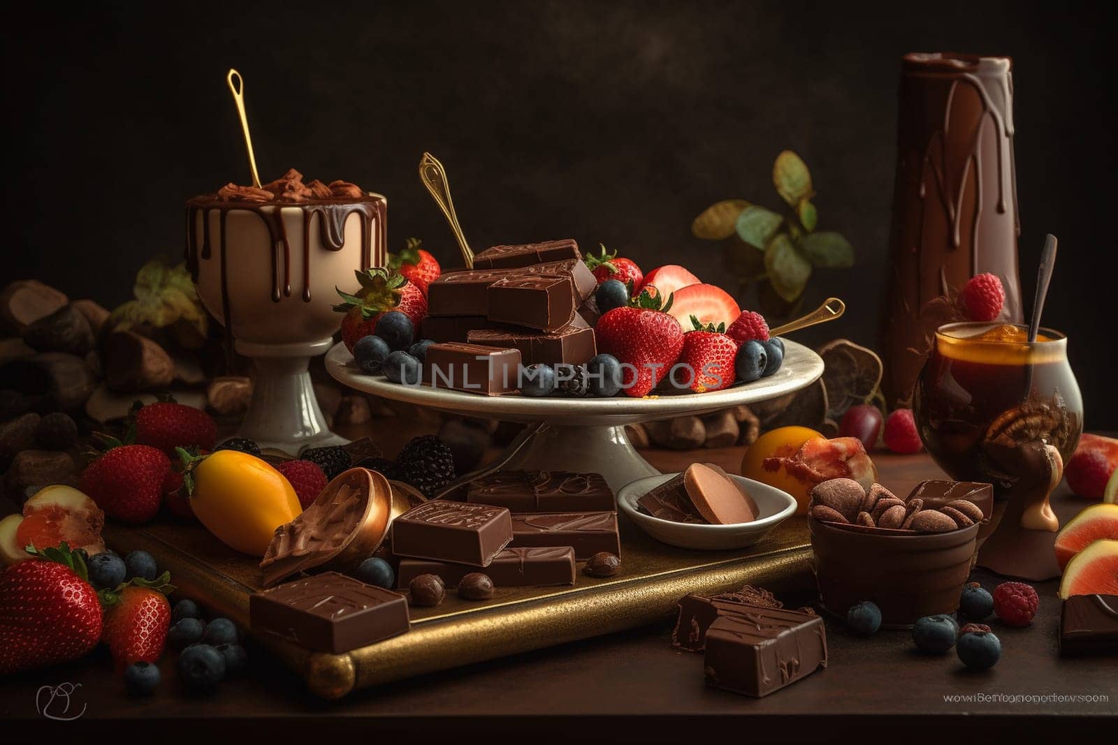 Explore a chocolate lover's paradise at our decadent chocolate buffet (generative AI)