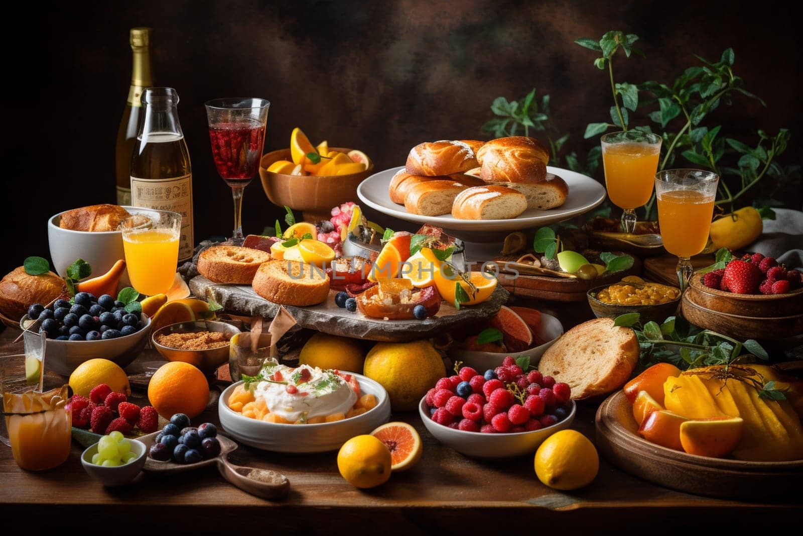 Brunch in style at our buffet with bottomless mimosas served all day (generative AI)