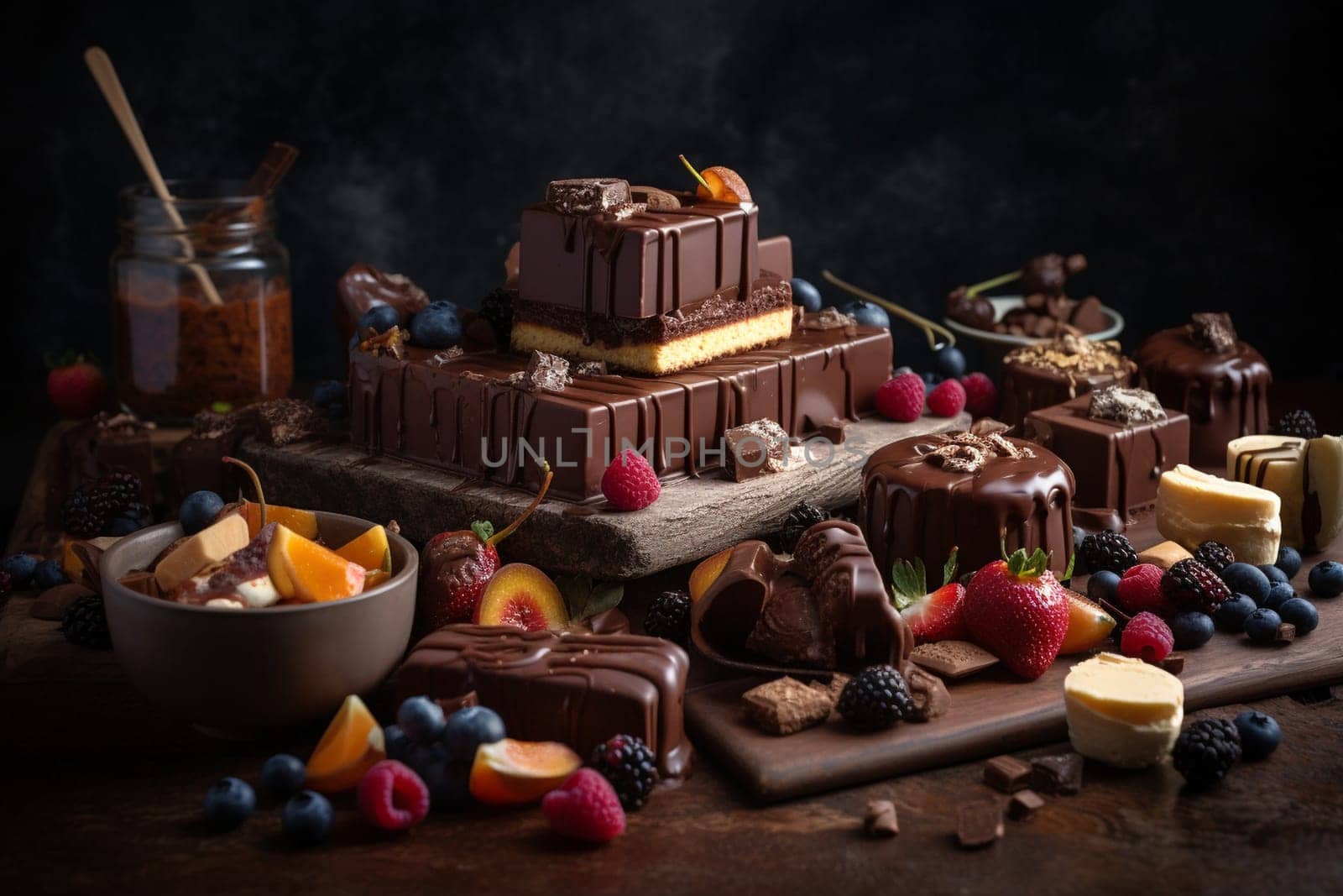 Explore a chocolate lover's paradise at our decadent chocolate buffet (generative AI)
