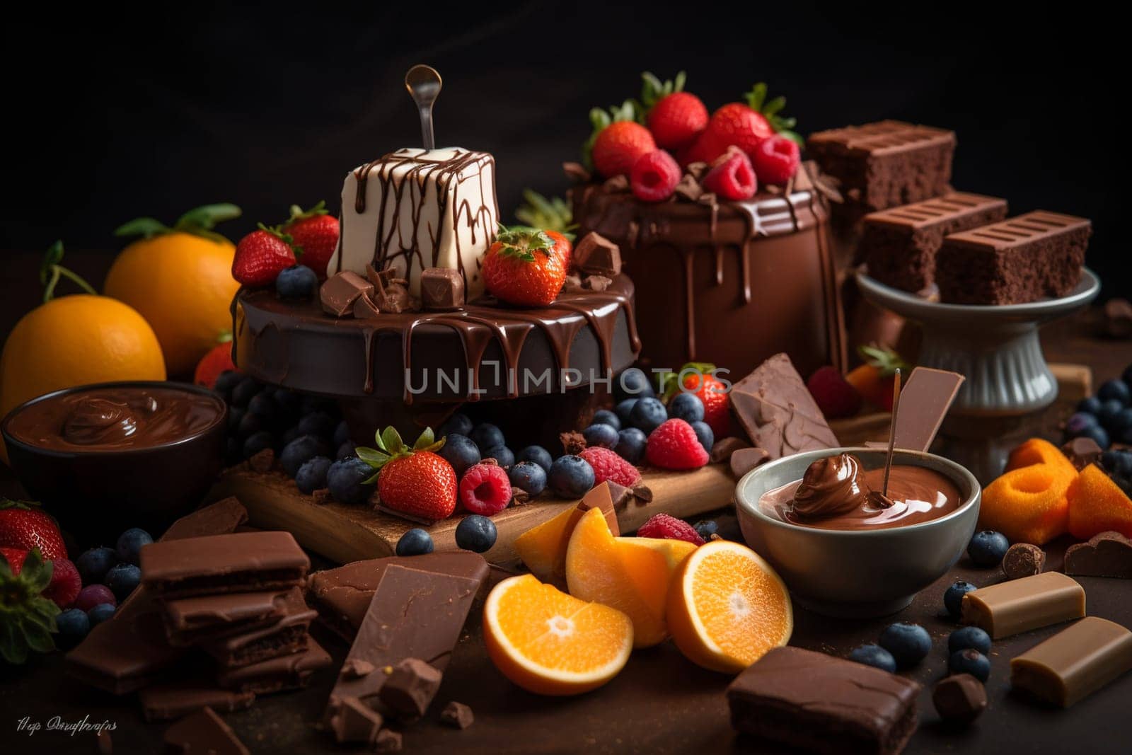 Explore a chocolate lover's paradise at our decadent chocolate buffet (generative AI)