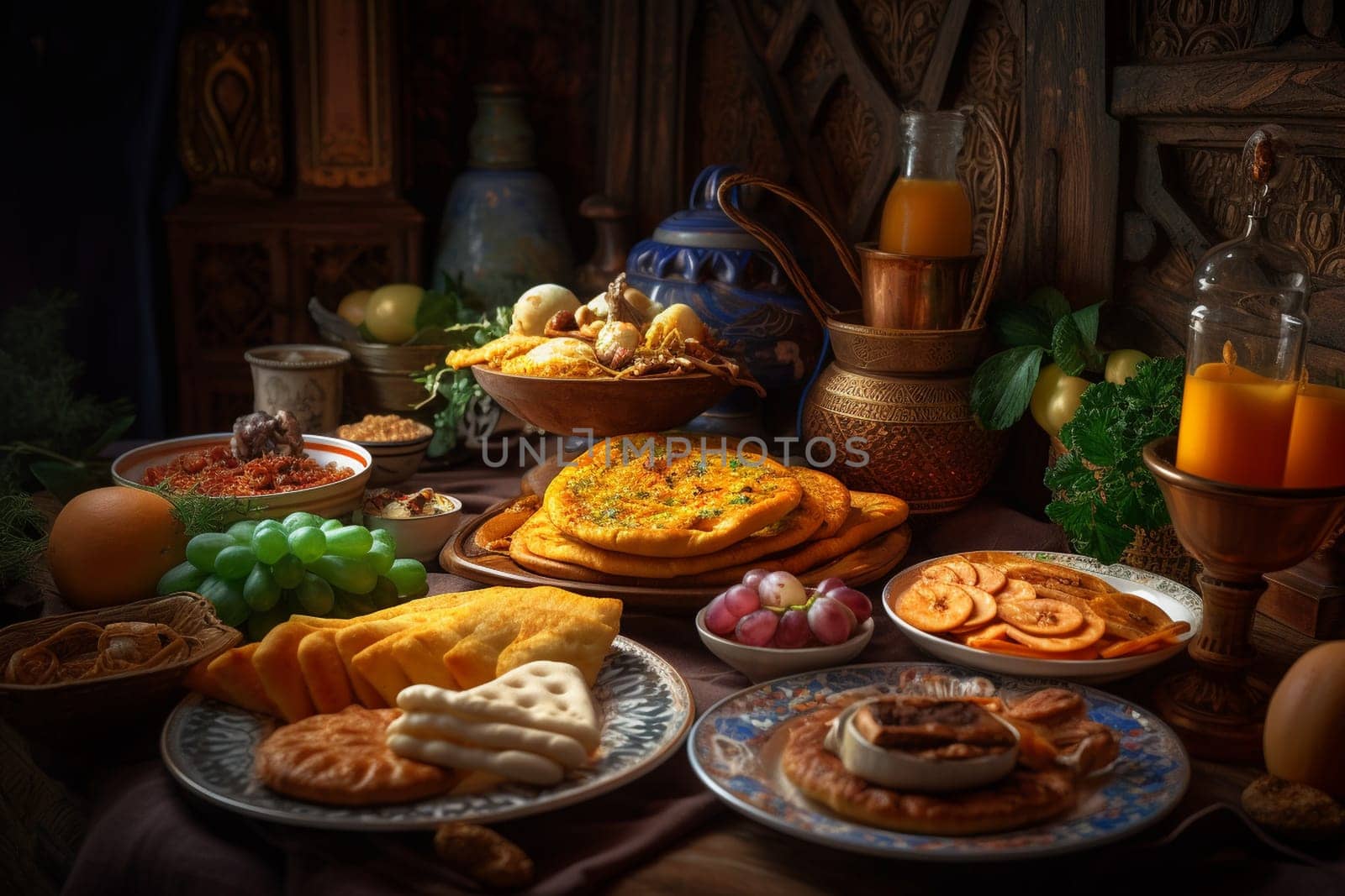 Travel back in time with our historical buffet featuring traditional dishes from ancient civilizations (generative AI)