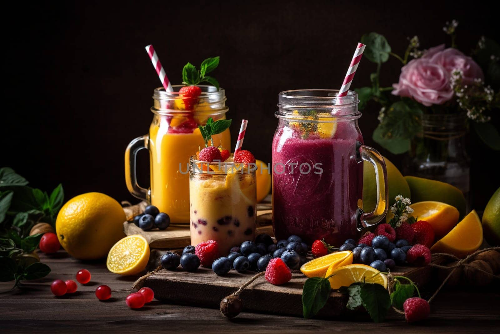 Enjoy a cool and fruity smoothie on a blazing summer day (generative AI)