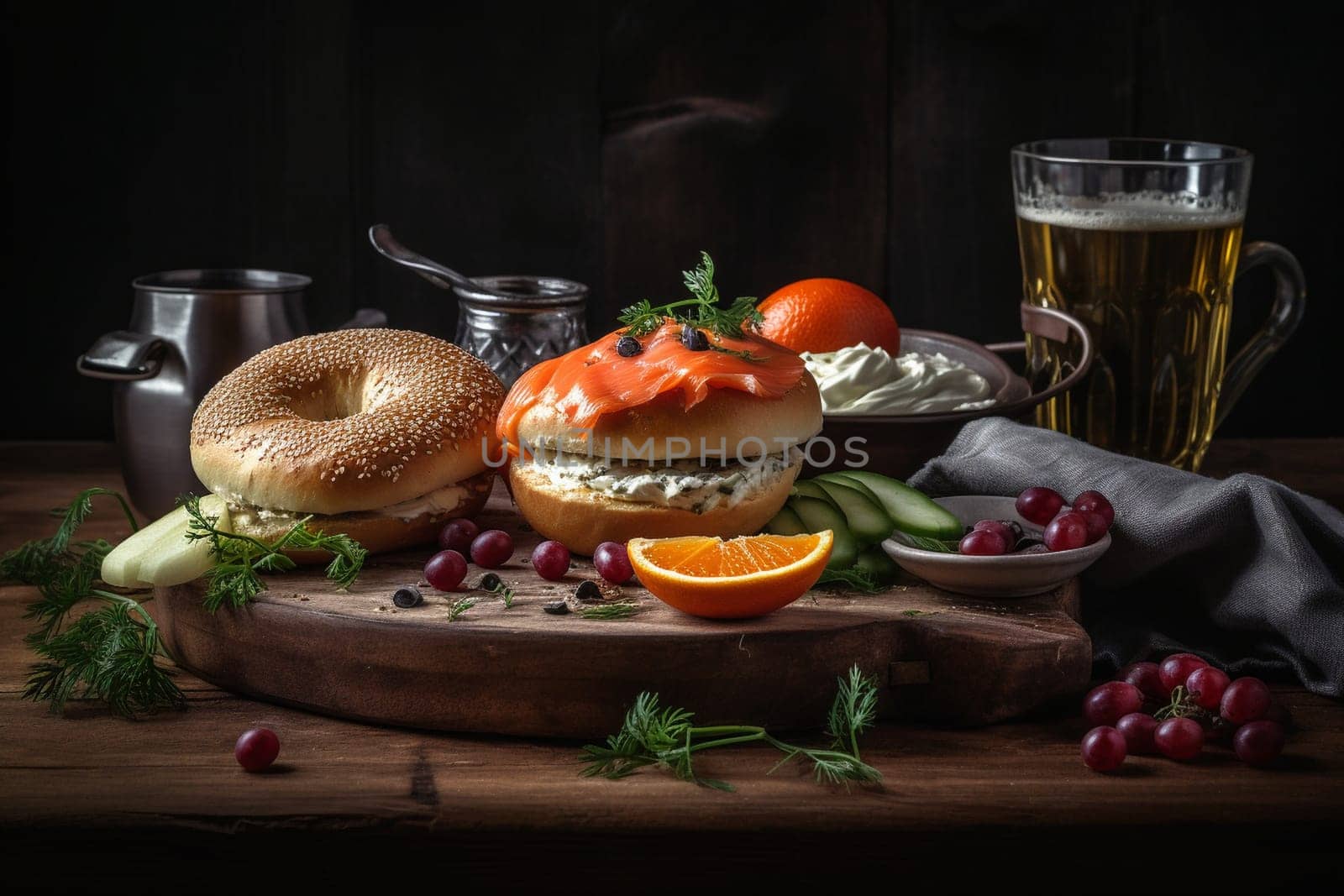Traditional bagel and lox on a Sunday morning (generative AI)