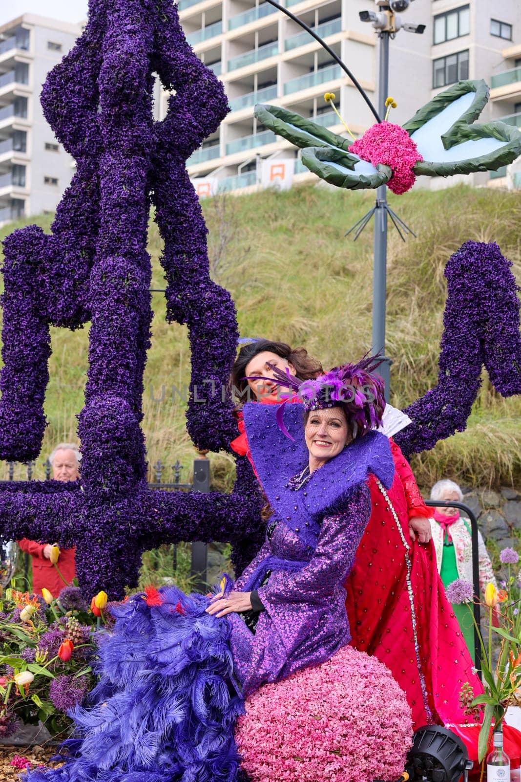 Noordwijk, Netherlands - April 22, 2023: The traditional flowers parade Bloemencorso from Noordwijk to Haarlem in the Netherlands.