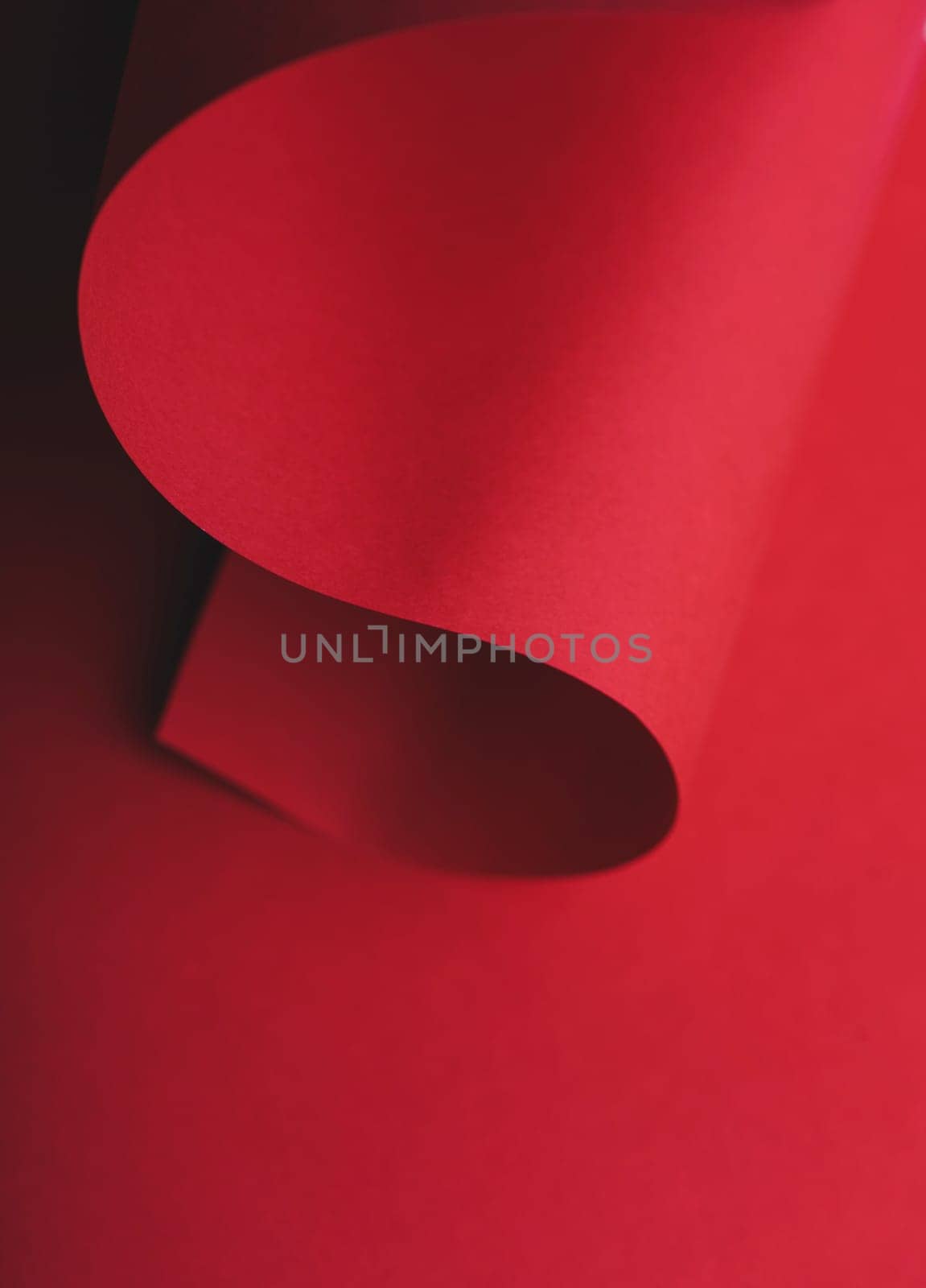 Abstract red geometry creative shape background. Modern and trendy minimal paper composition. Flat lay minimalist layout.