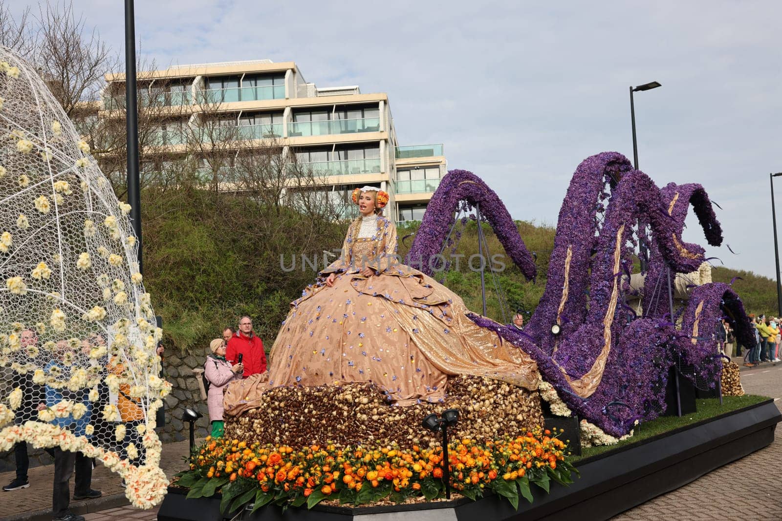Noordwijk, Netherlands - April 22, 2023: The traditional flowers parade Bloemencorso from Noordwijk to Haarlem in the Netherlands.