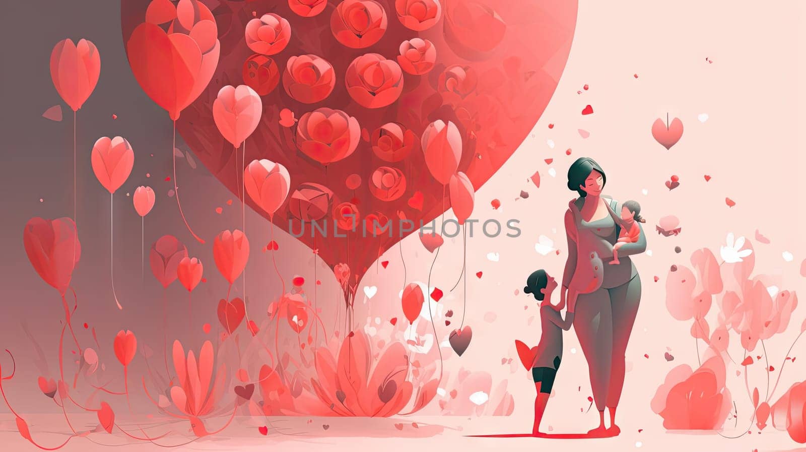 Mother's day flat design, Generative AI, AI generated