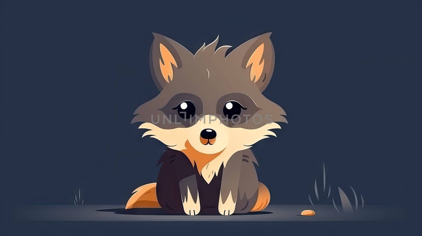 Cute little wolf on black background, Generative AI, AI generated