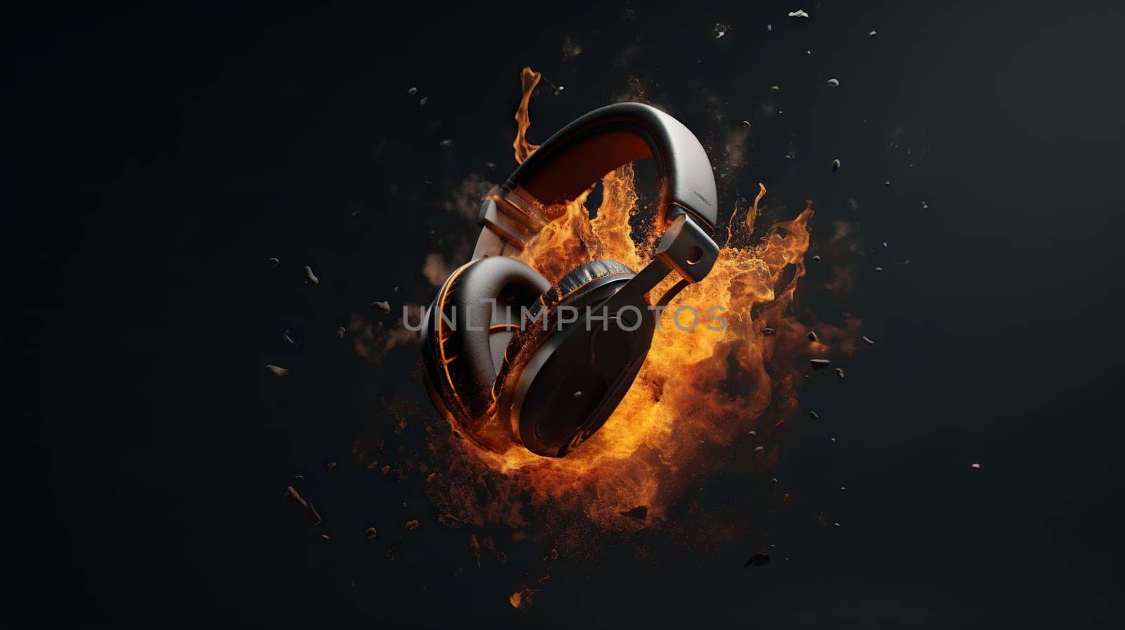headphone in fire, generative AI