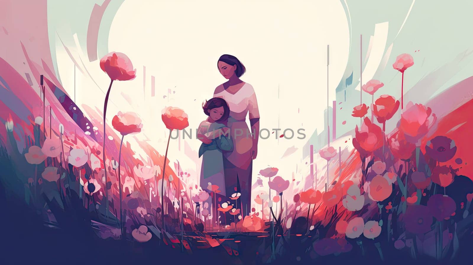Mother's day flat design, Generative AI, AI generated