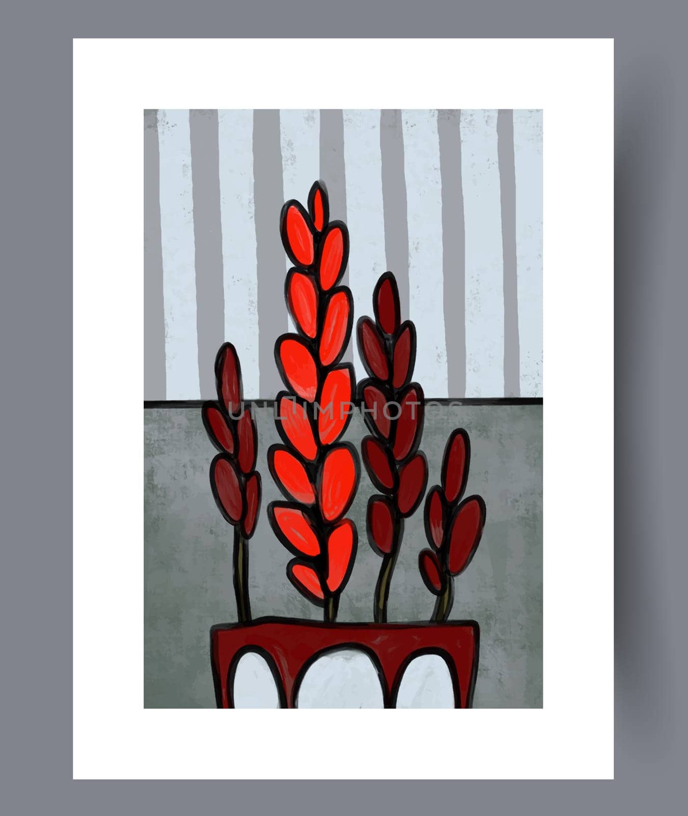 Still life flower nordic plant wall art print. Printable minimal abstract flower poster. Contemporary decorative background with plant. Wall artwork for interior design.
