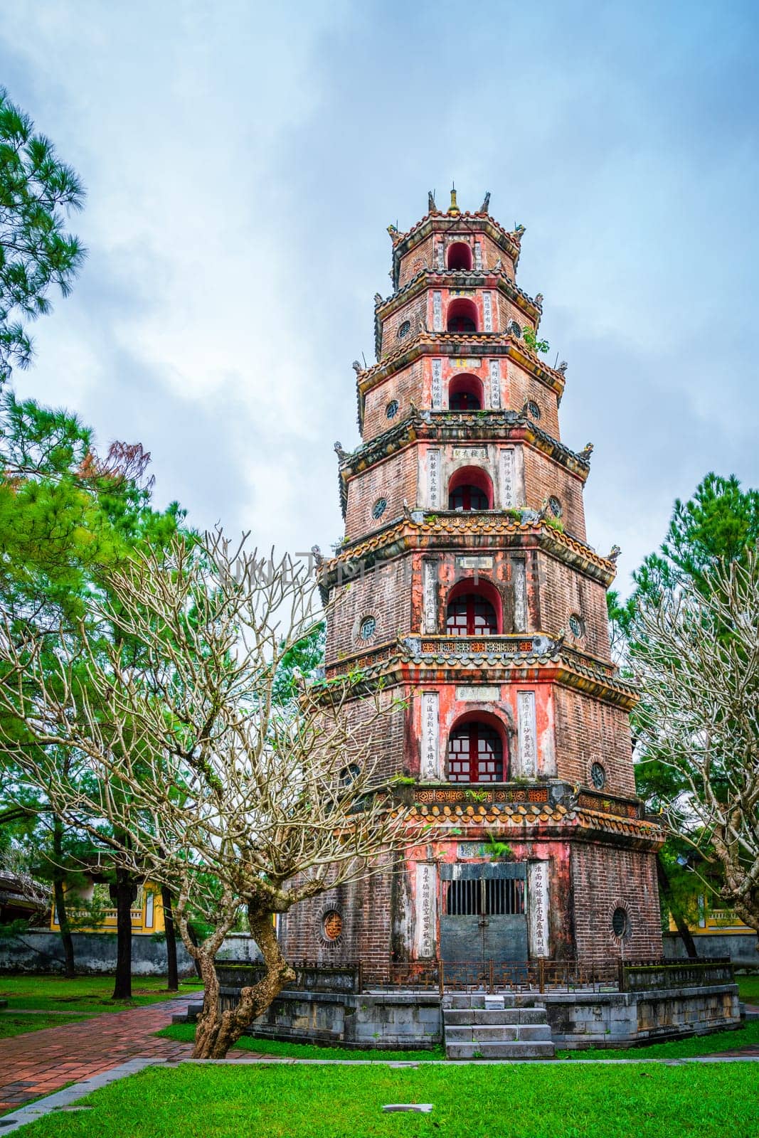 Seven-story pagoda in Thien Mu Temple in Hue, Vietnam