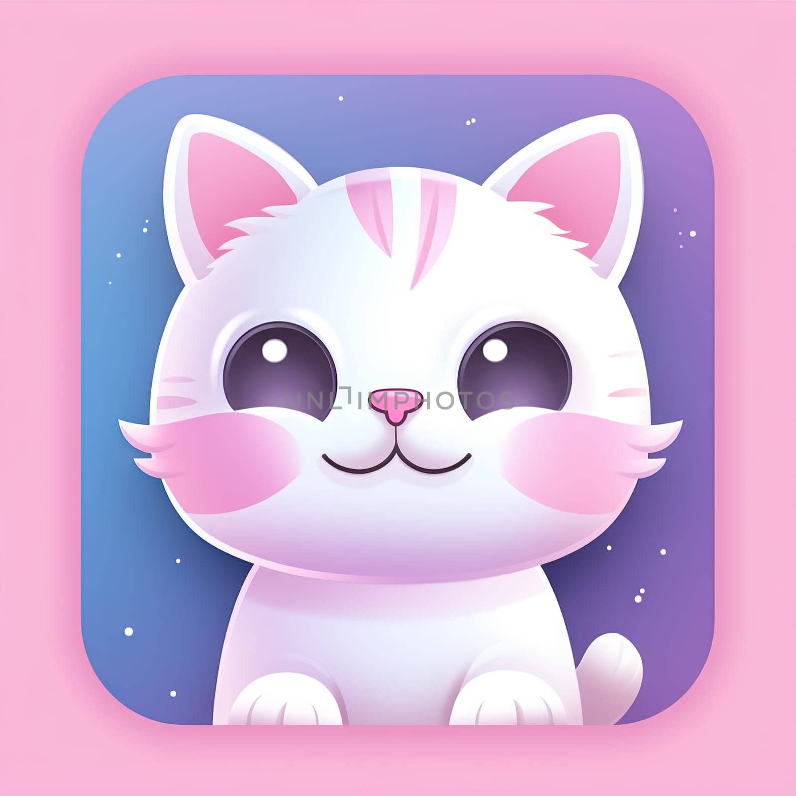 Cute kitten, ios style icon - Generative AI, AI generated