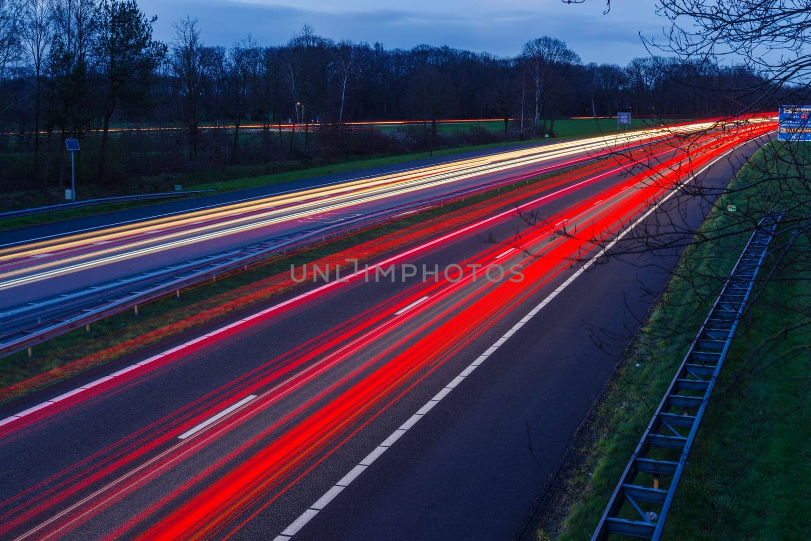 Long exposure shot of traffic on the E30 highway from Amsterdam to Berlin.