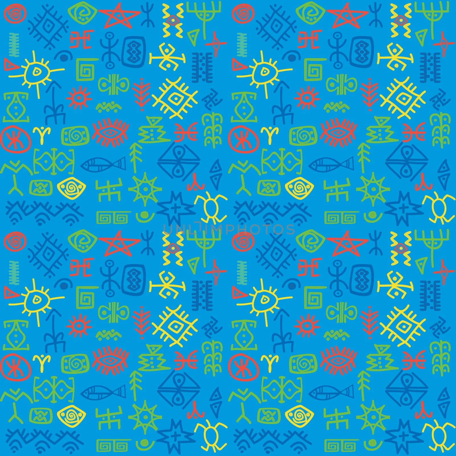 Colored african pattern with ethnic motifs