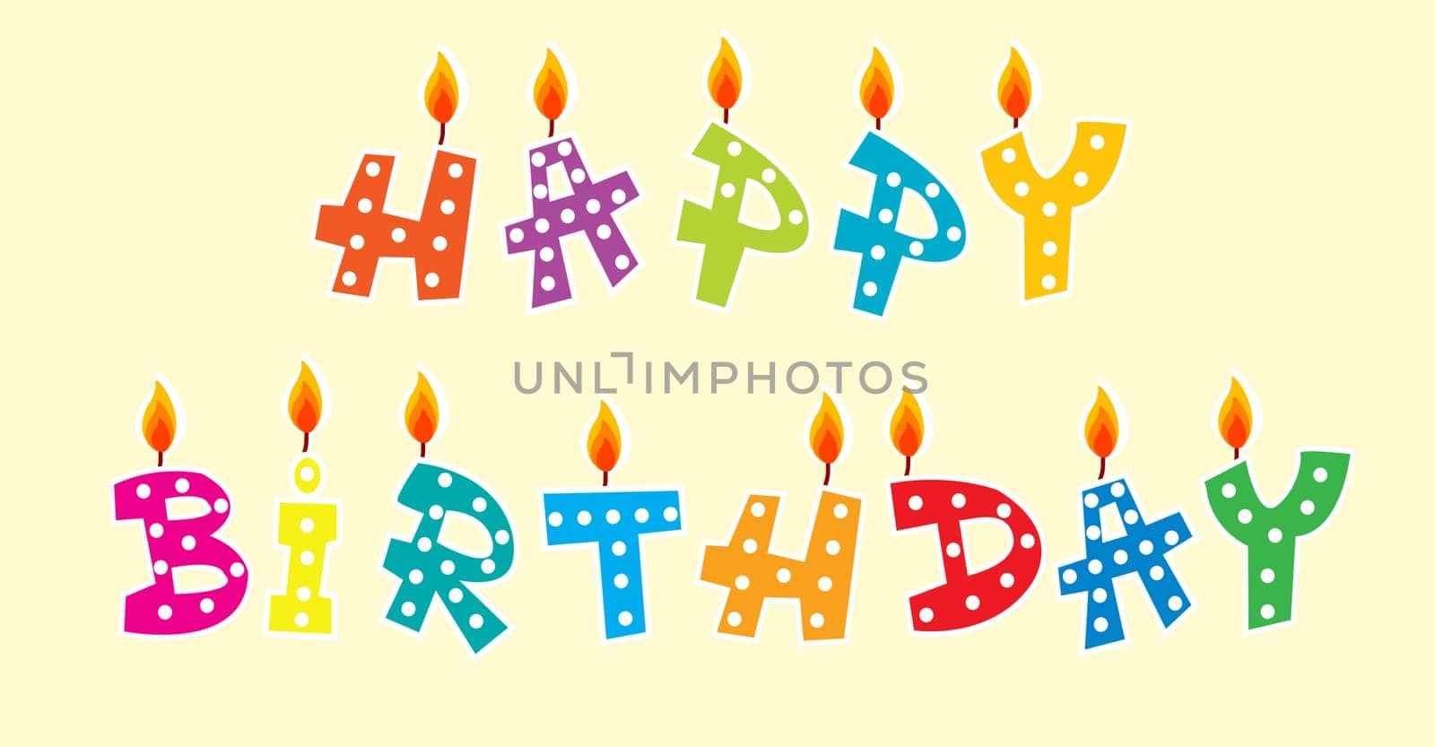 Candles with the words happy birthday