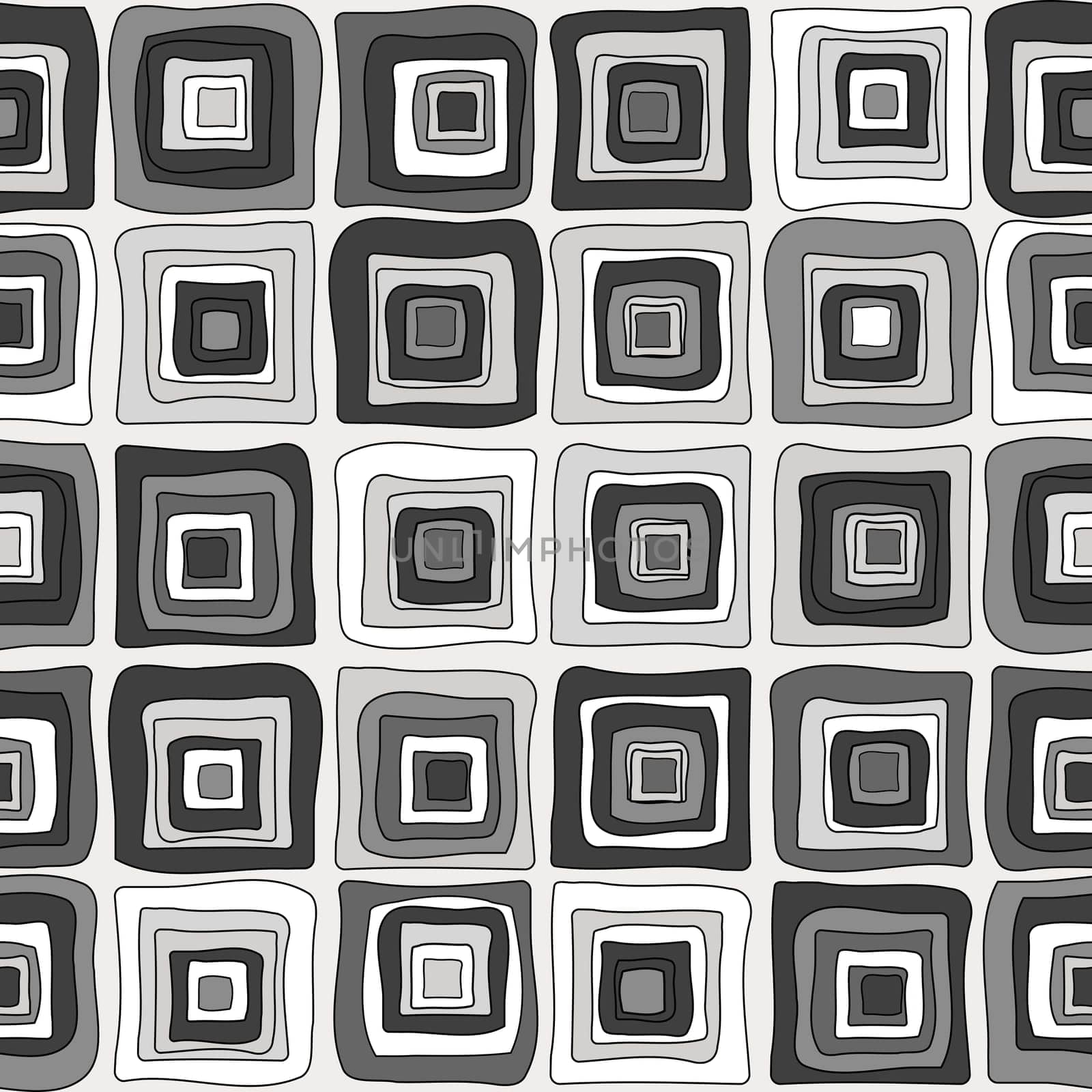Geometric background with concentric squares in doodle style