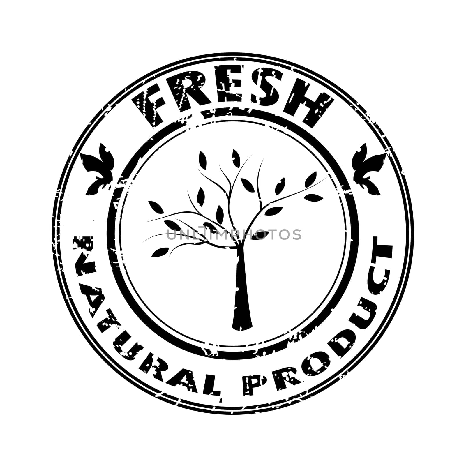 Fresh and Natural Product  stamp with tree