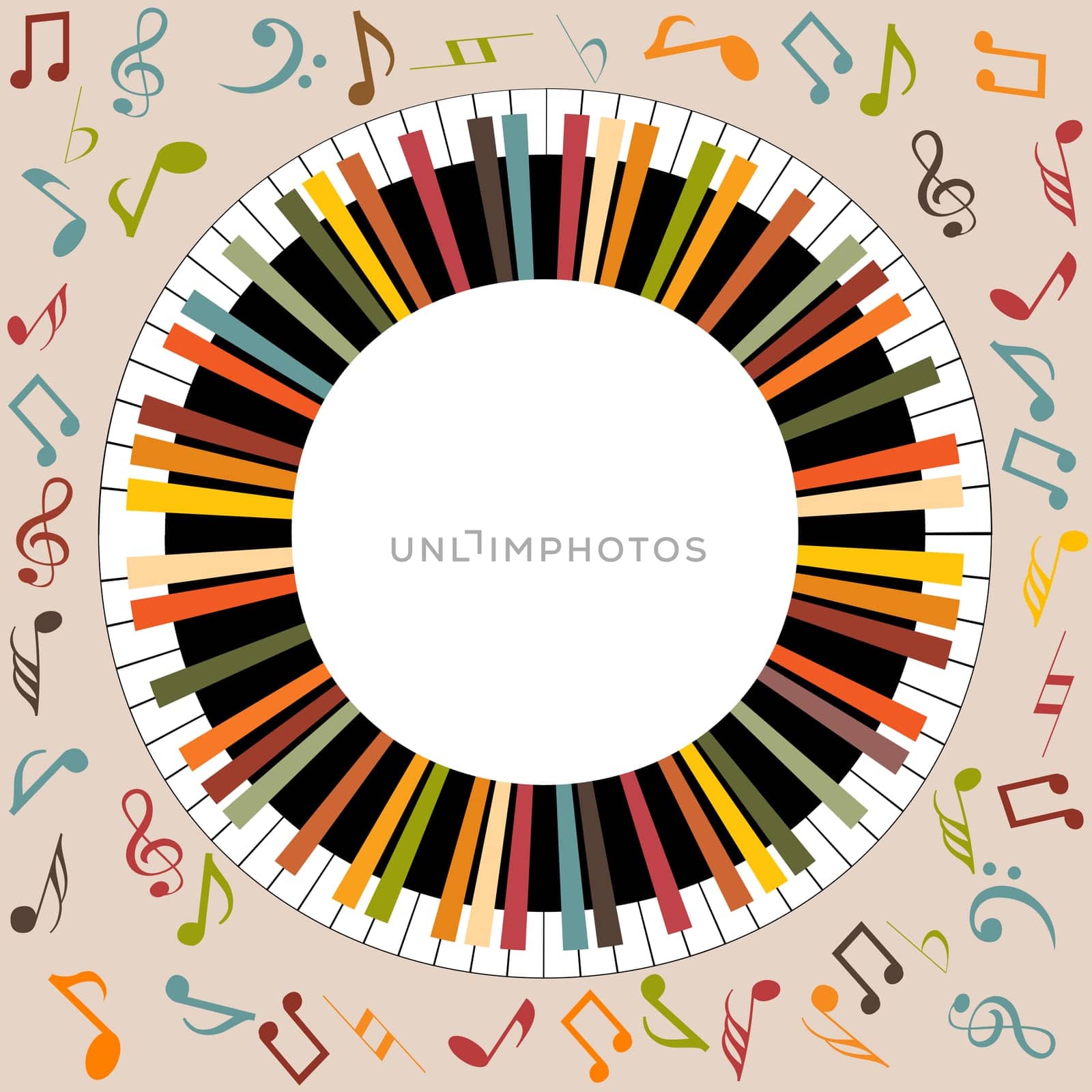 Retro musical background with abstract  piano keyboard