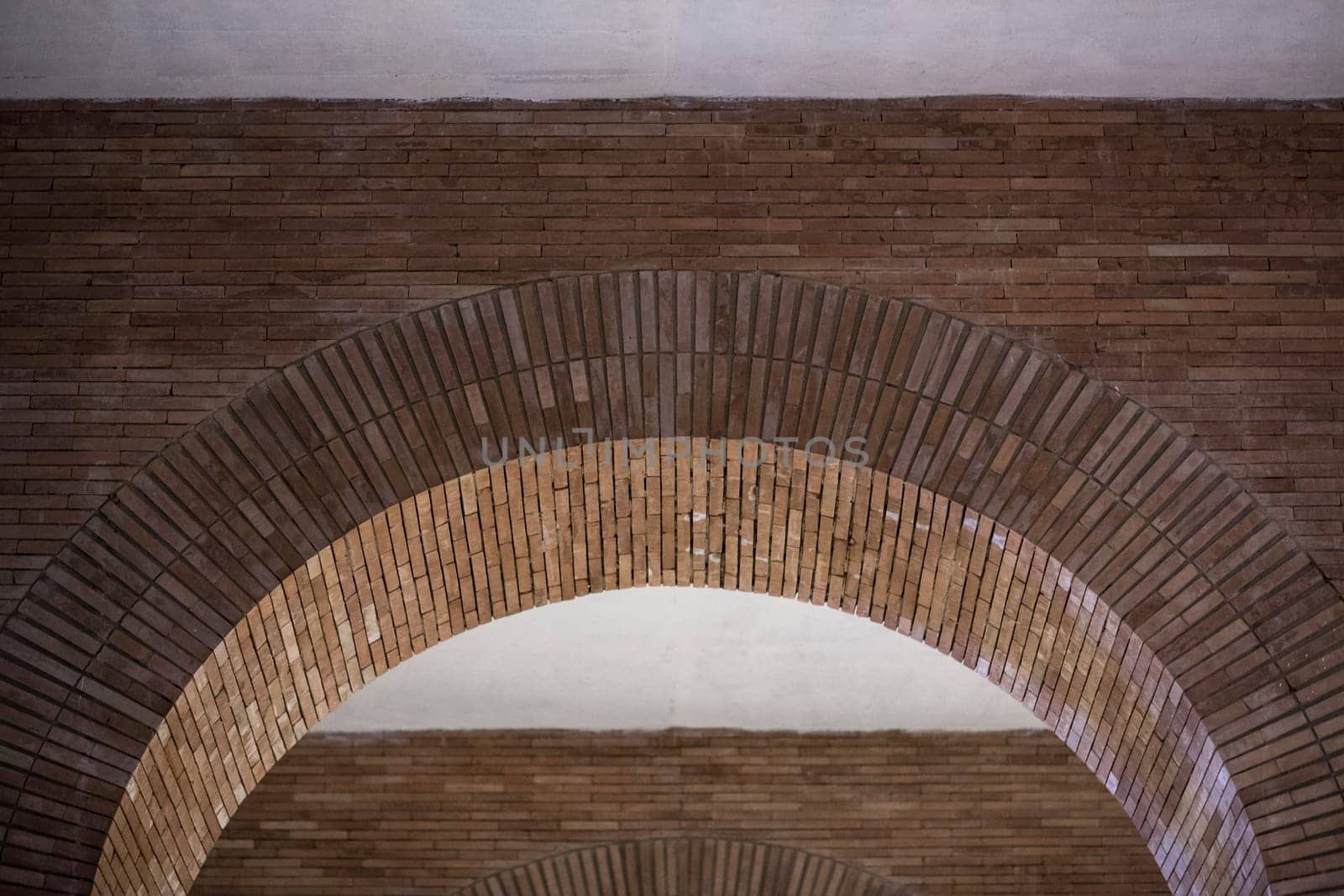 Merida, Spain - Sept 4th, 2018: National Museum of Roman Art in Merida, Spain. Crypt. Detail of architectural arches and bricks