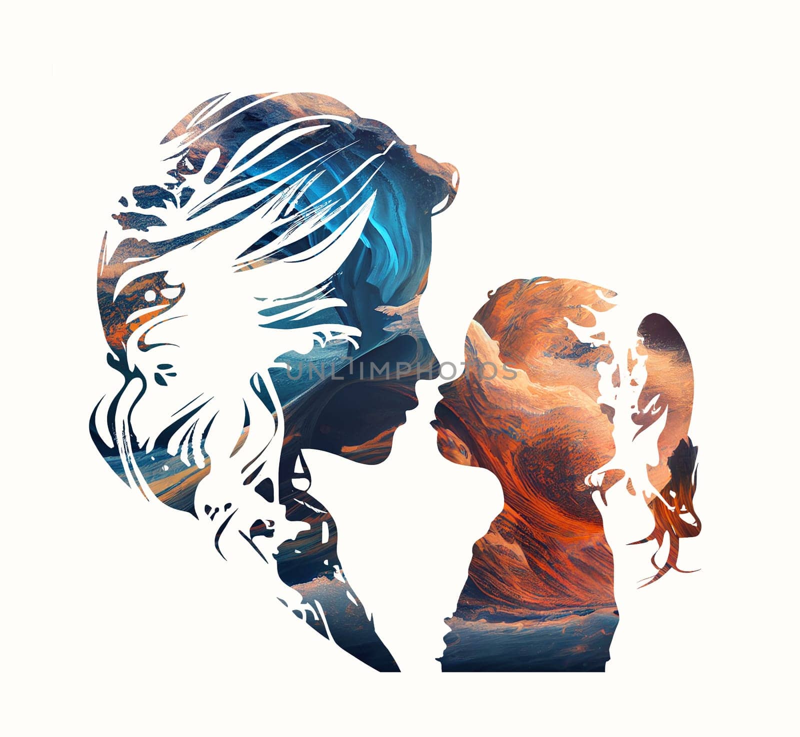 Love between mother and child, emotion and support, family concept, heart with flowers, generative AI